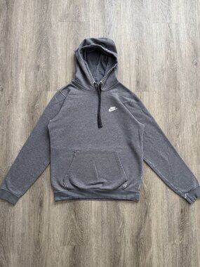 Nike Swoosh Y2K Grey Hoodie Sweatshirt Streetwear Sports Gym Yoga Run Small